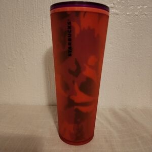 Starbucks Vibrant Red Tumbler with Purple Lid 24oz Venti